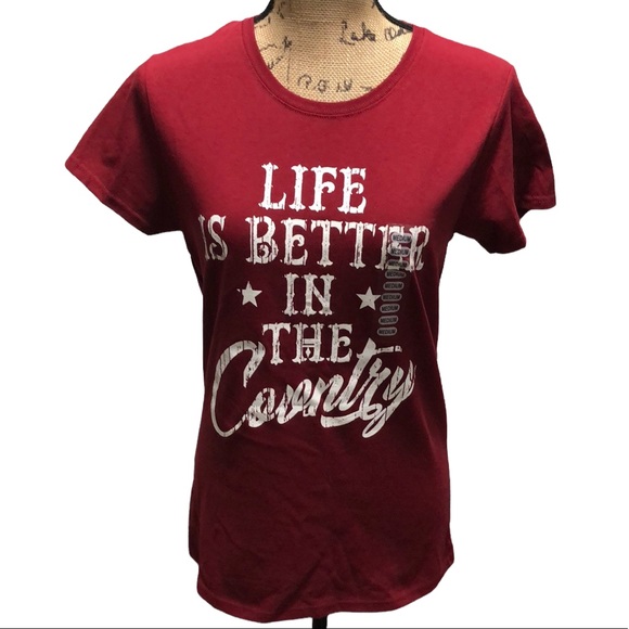 Farm Fed Clothing Tops - {Farm Fed Clothing} NWT Red "Life Is Better In The Country" Tee